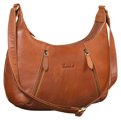 Produktbild von Benthill Damen Handtasche Leder - Damentasche aus Rindsleder - Umhängetasche mit Reißverschluss - Vintage Frauen Schultertasche