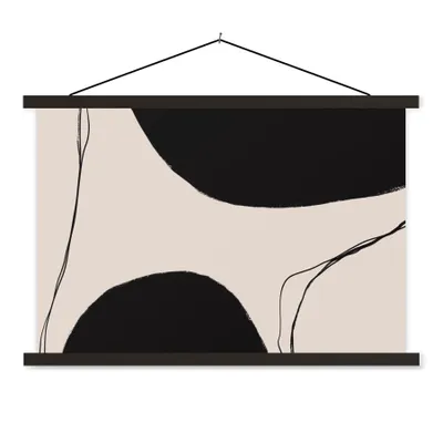 Produktbild von MuchoWow® Textilposter Pastell - Schwarz - Minimalismus 150x100 cm mit schwarzem Rahmen - Schlafzimmer