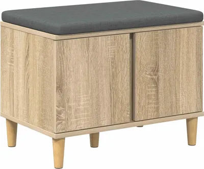 Image de Banc d'entrée avec coussin Chêne Sonoma 60 x 38 x 46 cm