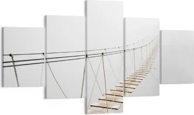 Produktbild von Bild auf Leinwand - Leinwandbild - 5 Teile - Brücke ausgesetzt Nebel - 125x70cm - Wand Bild - Wanddeko - Wandbilder - Leinwanddruck - Bilder - Wanddekoration - Leinwand bilder - EA125x70-5018