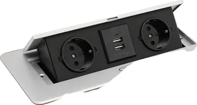 Obrázek produktu pro Pop-up zásuvka, hliníková slitina, USB nabíjecí porty, stříbrná