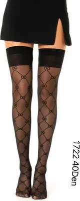 Produktbild von cofi1453® Damen Strumpfhose 40 Den durchsichtig mit Muster Baumwollzwickel Schwarz   S/M