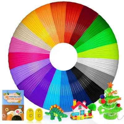 3D-Pen-Filament PLA 1,75 mm, 20 Farben, je 10 m, mit Schablonen