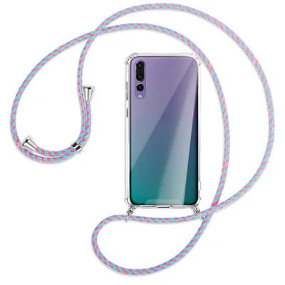 Produktbild von Handykette Backcover-Schutzhülle mit Band (Metall silberfarben) für Huawei P20 Pro - pink/mint