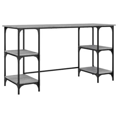 Image de Bureau sonoma gris 140x50x75 cm métal et bois d'ingénierie