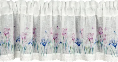 Obrázok produktu pre Záclonka Dolorez 30 x 150 cm, biela s kvetinovým vzorom a čipkou, hotová
