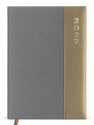 Produktbild von Taschenkalender 2027 A6 - Kalender 1 Woche 2 Seiten mit Softtouch Cover & Leseband, Grau