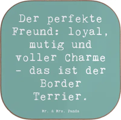 Produktbild von Mr. & Mrs. Panda Untersetzer Glas Spruch Border Terrier Freund - Meeresbrise - Geschenk, für Gläser, Hunderassen Charakter, Hund, soziale Hunde, treue Begleiter, loyal