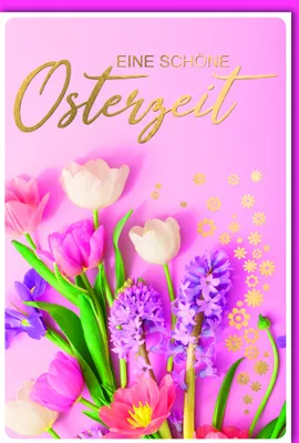 Produktbild von Ostern - Karte mit Umschlag - Blumen auf rosa Grund