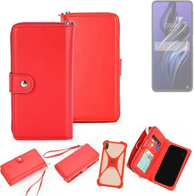 Produktbild von K-S-Trade 2in1 Schutzhülle Portemonnee Handyhülle mit Bumper kompatibel mit Tecno Pova 3 Hülle Case Etui Geldbörse Smartphone rot (1x)