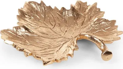Zdjęcie produktu dla Patera metalowa Liść DALIA 21X21X3 złota