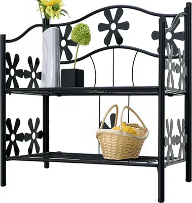 Image de Étagère en métal 2 niveaux / étages - Meuble Rangement de 50 cm -Reproduction fleur