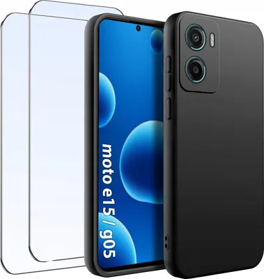 Immagine prodotto di SET Custodia per Motorola E15|G05 Nero opaco Silicone Slim + 2 PEZZI VETRO