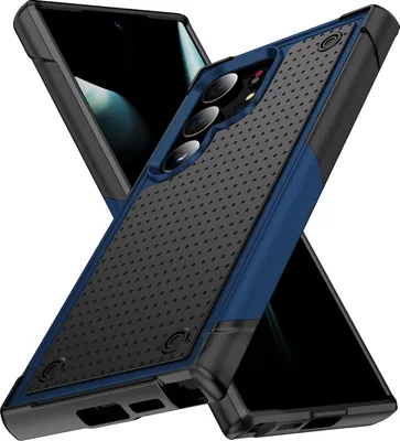 Image de Etui pour Samsung Galaxy S24 Ultra, étui antichoc hybride PC dur et TPU souple bleu noir