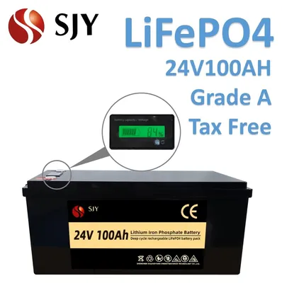 Productafbeelding van 24V 100Ah LiFePO4 lithium ijzerfosfaat accu met 100A BMS voor zonne- en bootsystemen