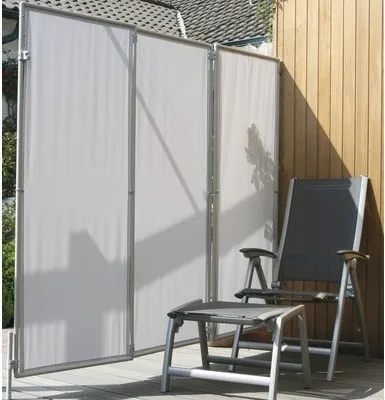 Obrázok produktu pre Paraván skladací vetruodolný umývateľný 3 dielny striebrosivý 170x210 cm