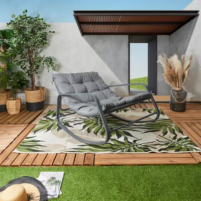 Image de Fauteuil à Bascule - HOME DECO FACTORY - Miami - Tendance - Rembourré - Gris