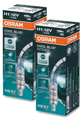 Produktbild von 2 Stück OSRAM COOL BLUE INTENSE NEXT GENERATION Birnen Lampe Scheinwerfer H1 55W