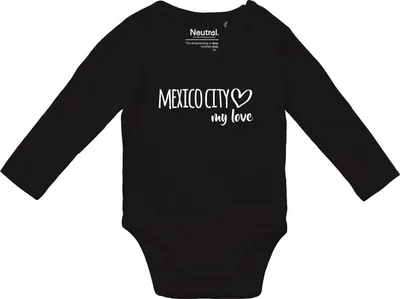 Produktbild von Huuraa Baby Body Mexico City my love 74 Black  Baumwolle Fairtrade Langarmbody Geschenkidee