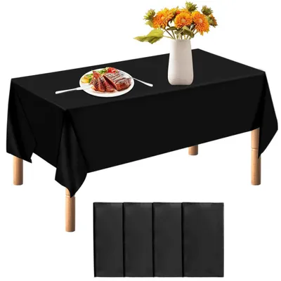 Produktbild von Einweg-Tischdecken Schwarz 4 Stück Rechteckig 137 x 274 cm PEVA für Party & Bierzeltgarnitur
