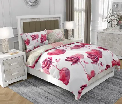 Produktbild von Bettwäsche 160x200 cm + 2x70x80 cm, 3-teilig, 100% Baumwolle, Satin, Reißverschluss, Bunt - SOVIO | So.9032