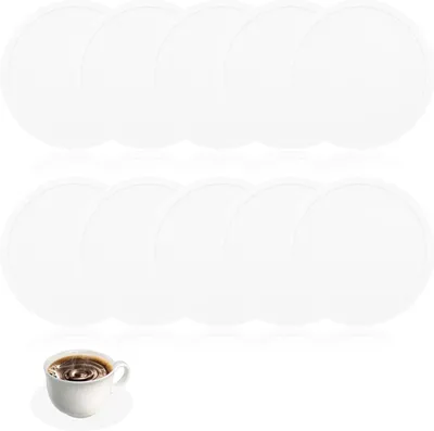 Obrázok produktu pre Silikónové biele podtácky, sklenené, priemer 9 cm. Silikónové podtácky, podložky pod poháre, podtácky na nápoje, podložky pod šálky, podtácky na nápoje, sklo