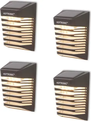 Produktbild von hoftronic LED Solar Wandleuchte 0,2W 300lm 3000K IP65 Schwarz 4er Set