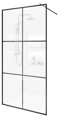 Produktbild von HOME DELUXE - Duschabtrennung - BAKI - Breite: 140 cm, Schwarzer Rahmen, Klarglas, 6 Raster Optik - 10 mm ESG - Sicherheitsglas I Walk in Dusche, Duschwand, Duschtür