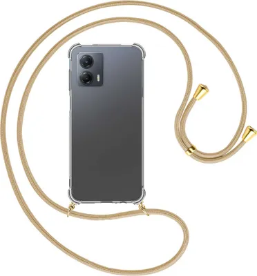 Produktbild von Handykette Backcover-Schutzhülle mit Band (Metall goldfarben) für Motorola Moto G53 5G (6.5'') - caramel