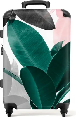 Produktbild von NoBoringSuitcases.com® Großer Koffer - Pflanzen - Grün - Natur - Blätter - Kombinationsschloss TSA - Hartschalen Trolley 4 Rollen - 72 liter - Reisekoffer - 66 cmKoffer Mittelgroß 67x43x25 cm, 72L,
