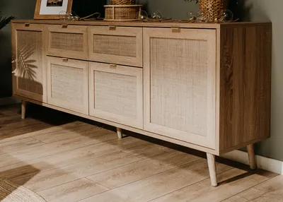 Produktbild von Sideboard "Niran" Sonoma Eiche Bast - Nachbildung Kommode skandinavisch 180 x 71 cm