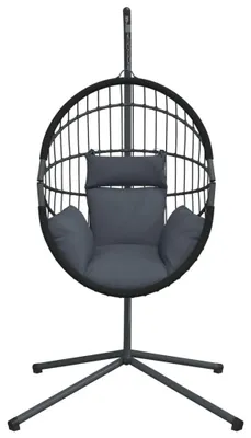 Immagine prodotto di Sedia a dondolo sospesa - Antracite, rattan e acciaio - Comoda
