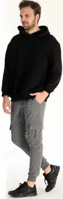 Produktbild von Herren Jogginghose Sporthose Grau XXL Trainingshose Sweathose Pyjama Baumwolle Warm P-55
