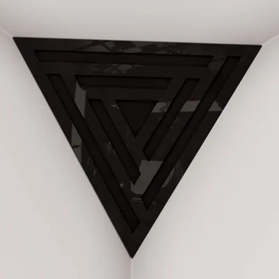 Produktbild von 4er-Set – Deckenecken-Bassfalle "Triangle-F" | Pyramidenförmiger Akustikschaum mit laminierter HDF-Platte und Stoff [SCIFI -Schwarzer Kunststoff|Schwarz]