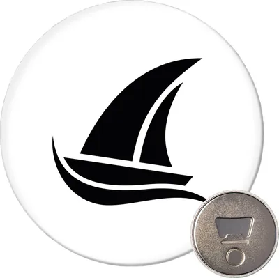 Produktbild von Huuraa Magnet Segeln Segelboot 59mm Kühlschrankmagnet rund Flaschenöffner Geschenkidee