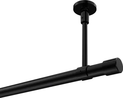 Produktbild von Interdeco Gardinenstange / Vorhangstange Schwarz, Typ Sonette Santo (Kappe) ohne Ringe, Deckenmontage, 20 mm Ø 1-läufig, 520 cm