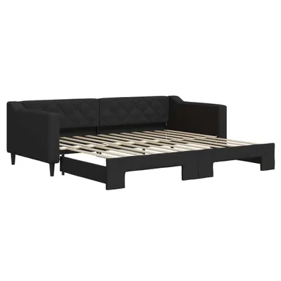 Produktbild von vidaXL Tagesbett Ausziehbar Schwarz 90x200 cm Stoff
