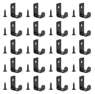 Produktbild von 20 schwarze Garderobenhaken, einzelne Wandhaken, L-förmige Wandhaken für Akustikpaneele, Schraubhaken für Flure, Badezimmer und Wohnzimmer