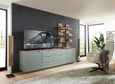 Produktbild von Wohnwand >Core< (3-teilig) in schilf matt / Artisan Nachbildung - 240x77x44 (BxHxT)