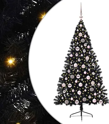 Produktbild von vidaXL Künstlicher vorbeleuchteter Weihnachtsbaum Schwarz 180 cm PVC
