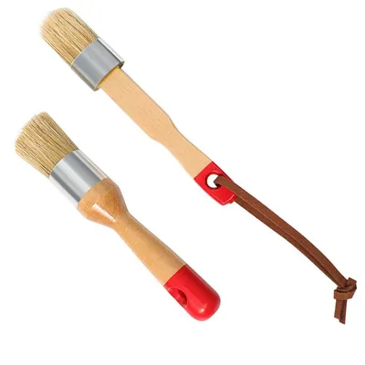 Produktbild von 2-in-1 runder Kreide-& Wachspinsel,natürliche Borsten,ergonomischer Griff,für Möbel streichen oder wachsen,ideal für DIY,Heimdekoration & Holzarbeiten
