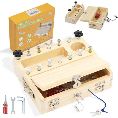 Obrázek produktu pro Omgoods - Montessori hračky - Kvalitní sada šroubováků - Hračky rozvíjející motoriku - Dřevěné hračky - Zabavná deska (Busy Board) - Kreativní hraní - Odolné materiály - Hračky rozvíjející motoriku