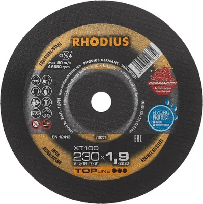 Produktbild von RHODIUS TOPline XT100 EXTENDED Extradünne Trennscheibe 230 x 1,9 x 22,23 mm 25 Stk