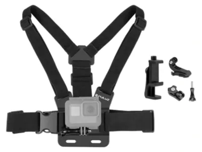 Image de Sangle de poitrine 5 en 1 de Puluz, avec support pour téléphone portable et système de fixation en forme de J