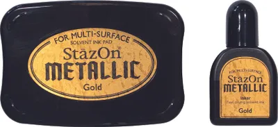 Produktbild von Tsukineko StazOn Stempelkissen Set Metallic gold