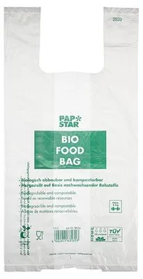 Produktbild von Hemdchen-Tragetaschen, Bio-Folie 55 cm x 28 cm x 20 cm transparent Knotenbeutel auf Rolle