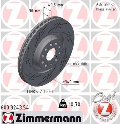 Produktbild von ZIMMERMANN Bremsscheibe Vorne Links für VW Golf VII Schrägheck (5G1, BQ1, BE1, BE2) 340mm 600.3243.54