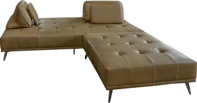 Produktbild von KAWOLA Sofa WIOLO Schlafsofa Daybed mit Hocker Leder camel