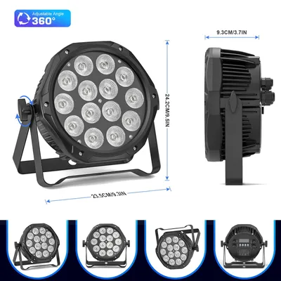 Produktbild von LED-PAR-Scheinwerfer - DMX-Bühnenbeleuchtung - 4er-Set - 14 × 10 W RGBW - IP65-wasserdicht - DMX512- und Soundsteuerung - 20-Hz-Stroboskop - EU-Stecker