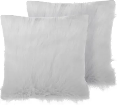 Produktbild von BELIANI Dekokissen 2er Set Helles Beige Polsterbezug 45 x 45 cm Felloptik Wohnzimmer Salon Schlafzimmer
